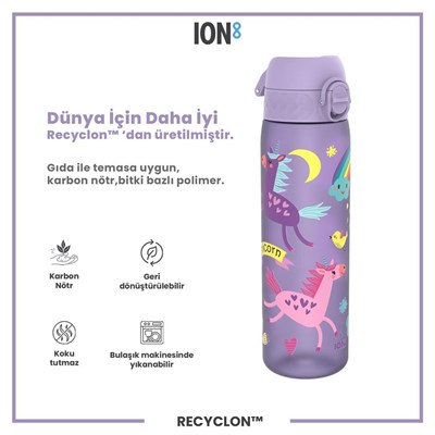 ION8 İnce Suluk - Mavi Unicorn - 500 ml - Sızdırmaz