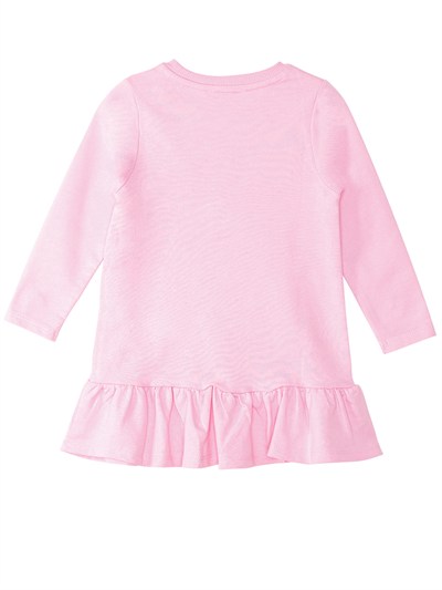 Denokids Unicorn Magic Desenli Uzun Kollu Kışlık Kız Çocuk Fırfırlı Elbise