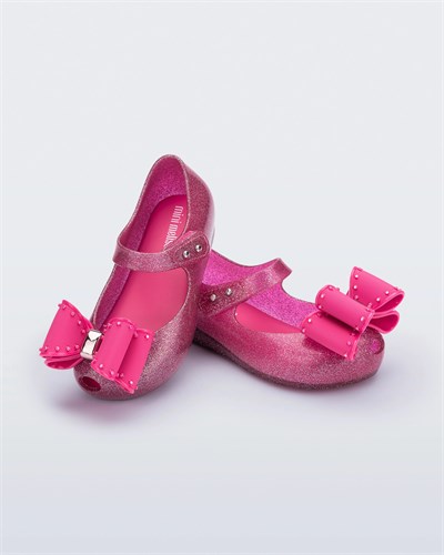 Mini Melissa Ultragirl Classic Simli Metalik Pembe  Kız Çocuk Babet