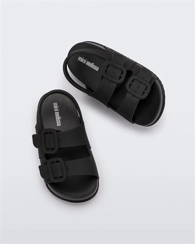 Mini Melissa Cozy Sandal BB Cırtcırtlı Mat Siyah  Kız Çocuk Sandalet 35686