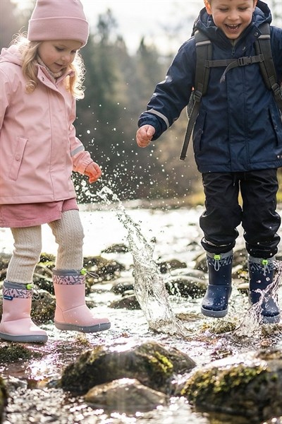 HOPFRÖG Rain Boots Süper Mat Lacivert Suya ve Soğuğa Dayanıklı Barefoot Çocuk Botu
