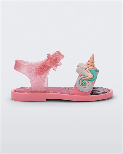 Mini Melissa Mar Sandal Uni BB Simli  Pembe Kız Çocuk Sandalet