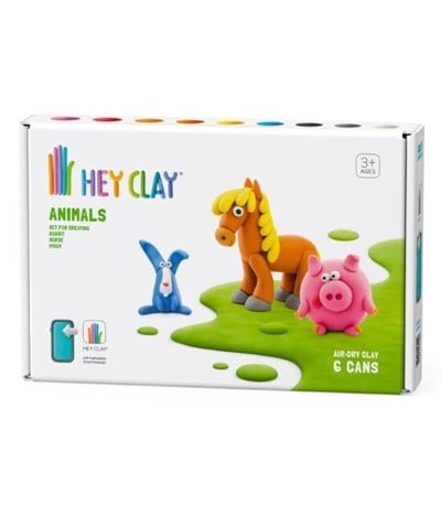 Hey Clay Hava ile Kuruyan Kil (6lı Kutu) - Hayvanlar (Domuzcuk, At, Tavşan)