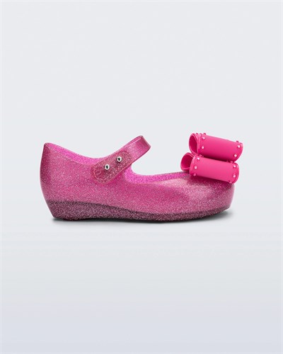 Mini Melissa Ultragirl Classic Simli Metalik Pembe  Kız Çocuk Babet