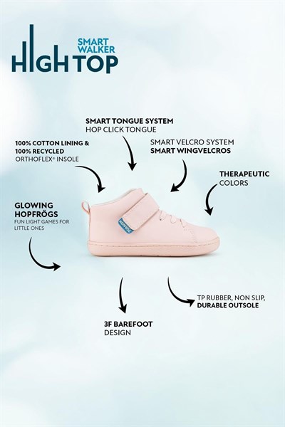 HOPFRÖG Smart Walker High Top Süper Mat Pembe Barefoot Çocuk Bot