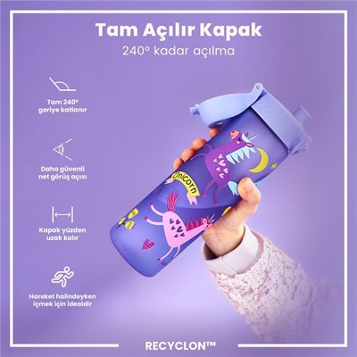 ION8 İnce Suluk - Mavi Unicorn - 500 ml - Sızdırmaz