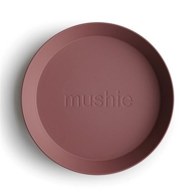 Mushie Round Plate Dinnerware 2li Set Woodchuck