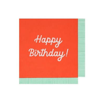 Meri Meri - Happy Birthday Peçeteler - L - 16 Adet