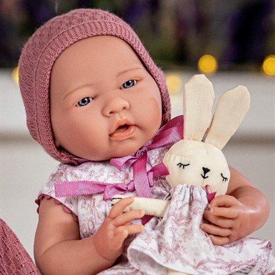 Berenguer Gerçekçi Oyuncak Kız  Bebek 38 cm – Pembe Hırka ve Tavşanlı 18067