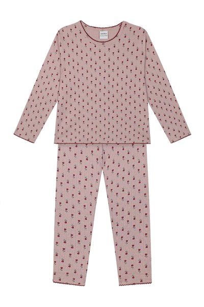 Antebies Minik Güller Uzun Kollu Taytlı Kız Çocuk Pijama Takımı