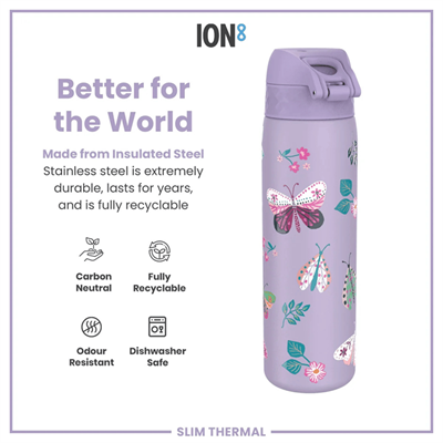 ION8  İnce Su Termosu  Kelebekler 500 Ml Sızdırmaz