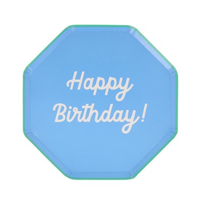 Meri Meri - Happy Birthday Tabaklar - M - 8 Adet