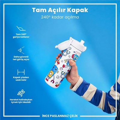 ION8 Paslanmaz Çelik İnce Suluk - Robotlar - 600  Ml Sızdırmaz