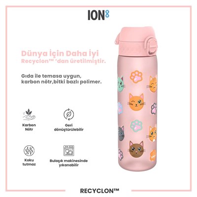 ION8 İnce Suluk - Kediler - 500 ml  Sızdırmaz