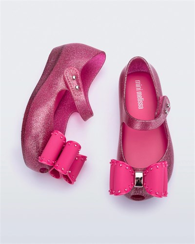 Mini Melissa Ultragirl Classic Simli Metalik Pembe  Kız Çocuk Babet