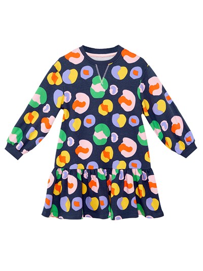 Denokids Çok Renkli Çiçekli Kız Çocuk Elbise