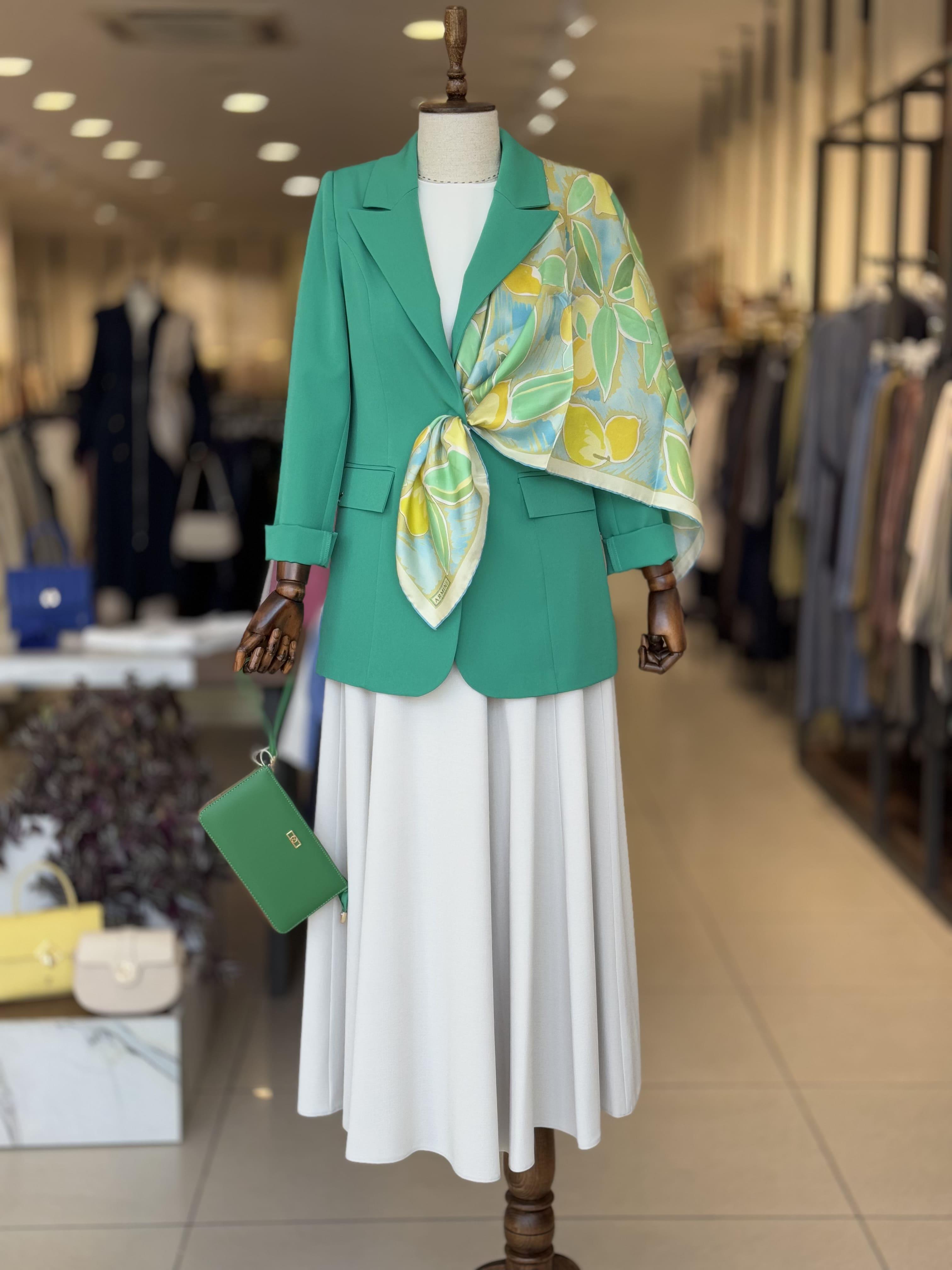 KRUVAZE YAKA TEK DÜĞMELİ YEŞİL BLAZER CEKET 0070