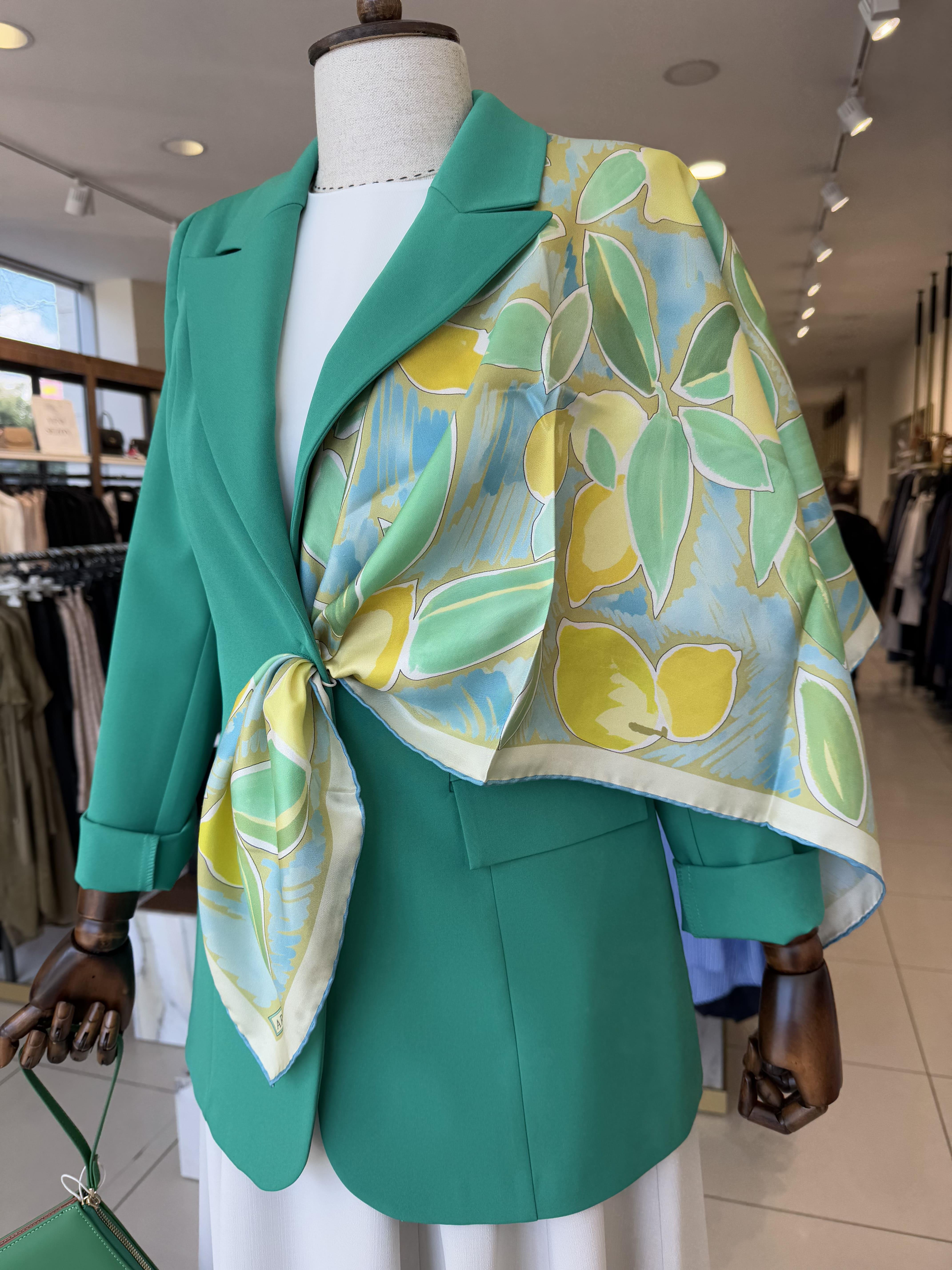 KRUVAZE YAKA TEK DÜĞMELİ YEŞİL BLAZER CEKET 0070