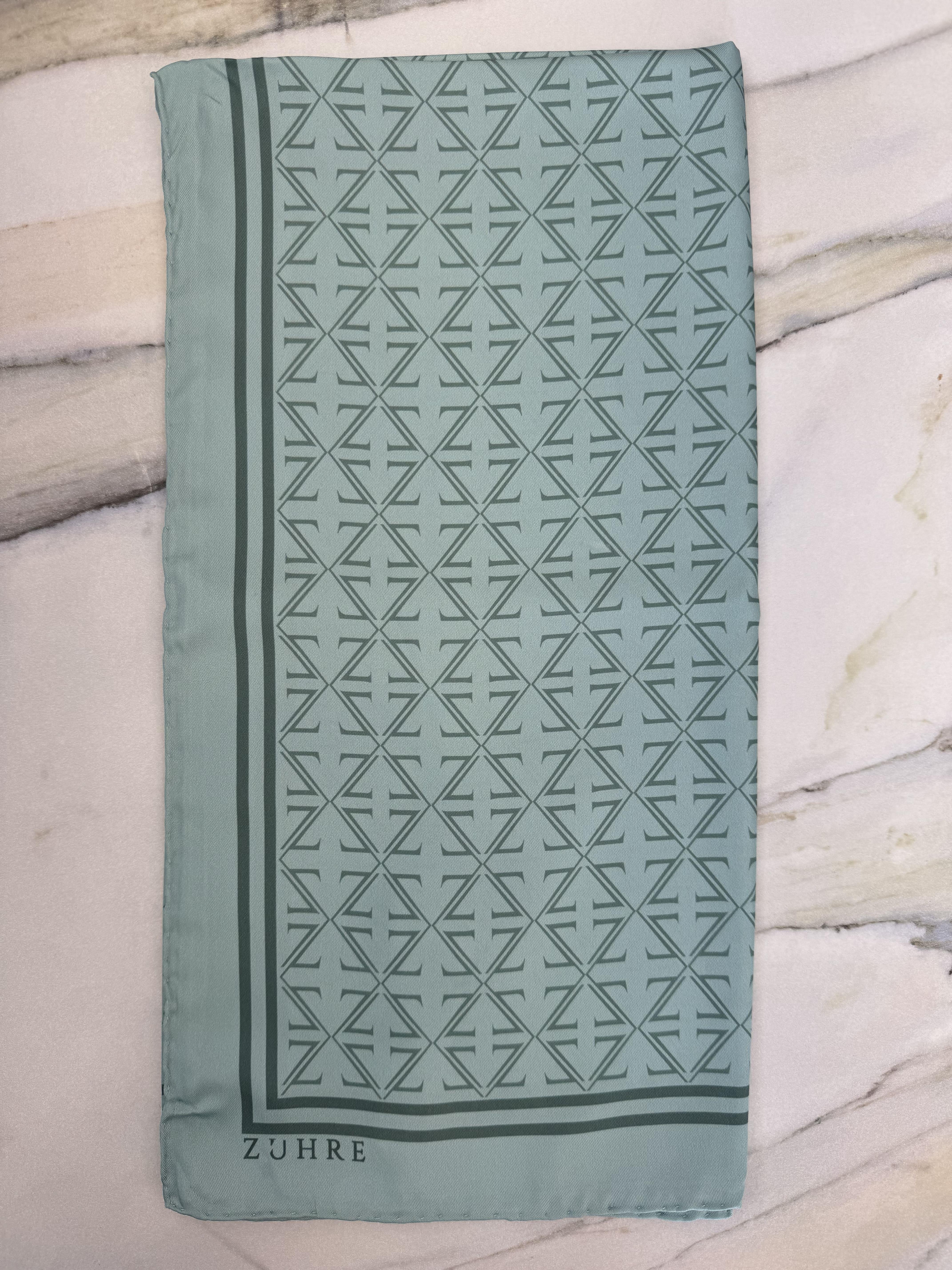 Monogram Desenli Polyester Twill Eşarp 0081