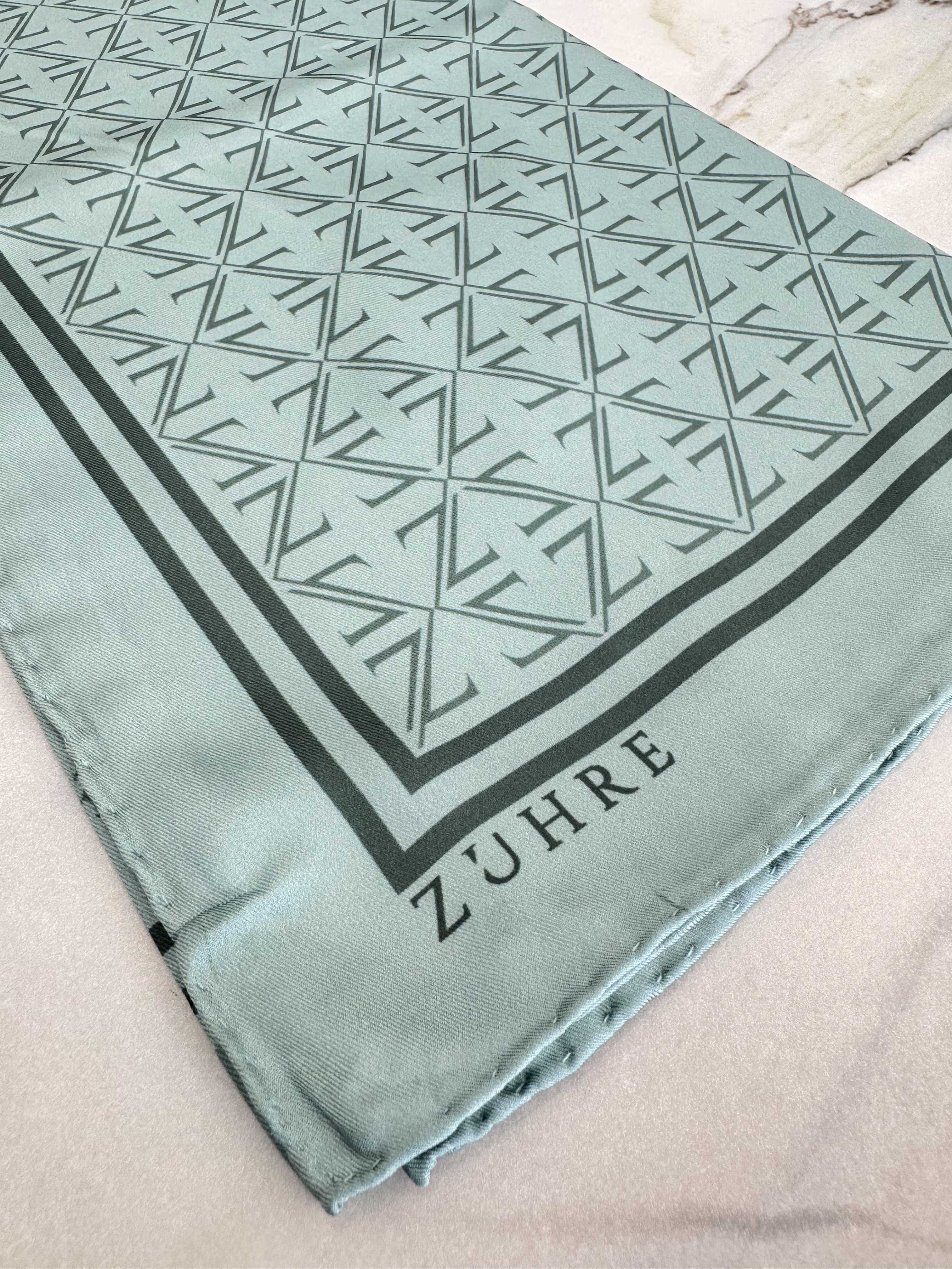 Monogram Desenli Polyester Twill Eşarp 0081