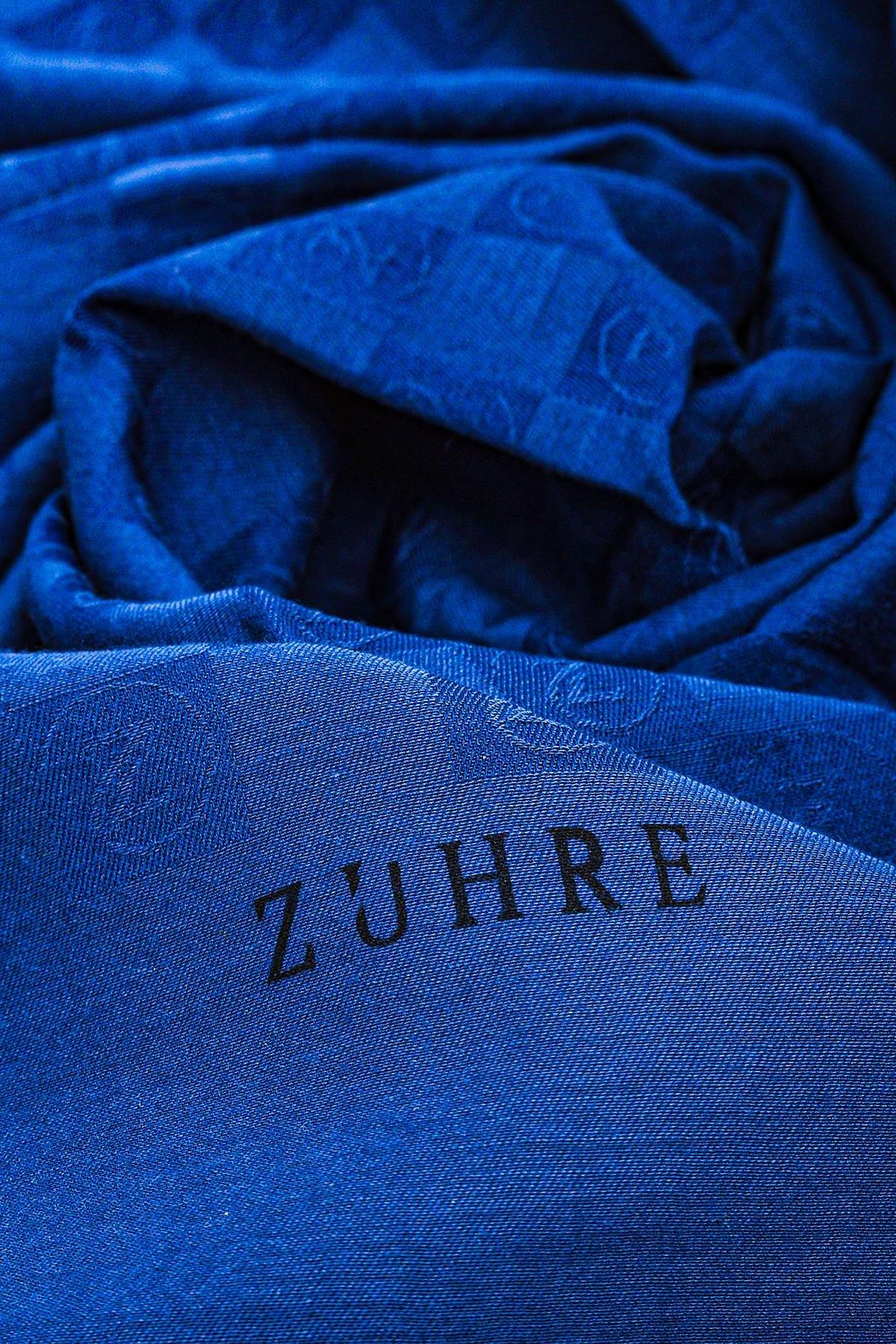 Monogram Desenli Lacivert Seher Şal 0106