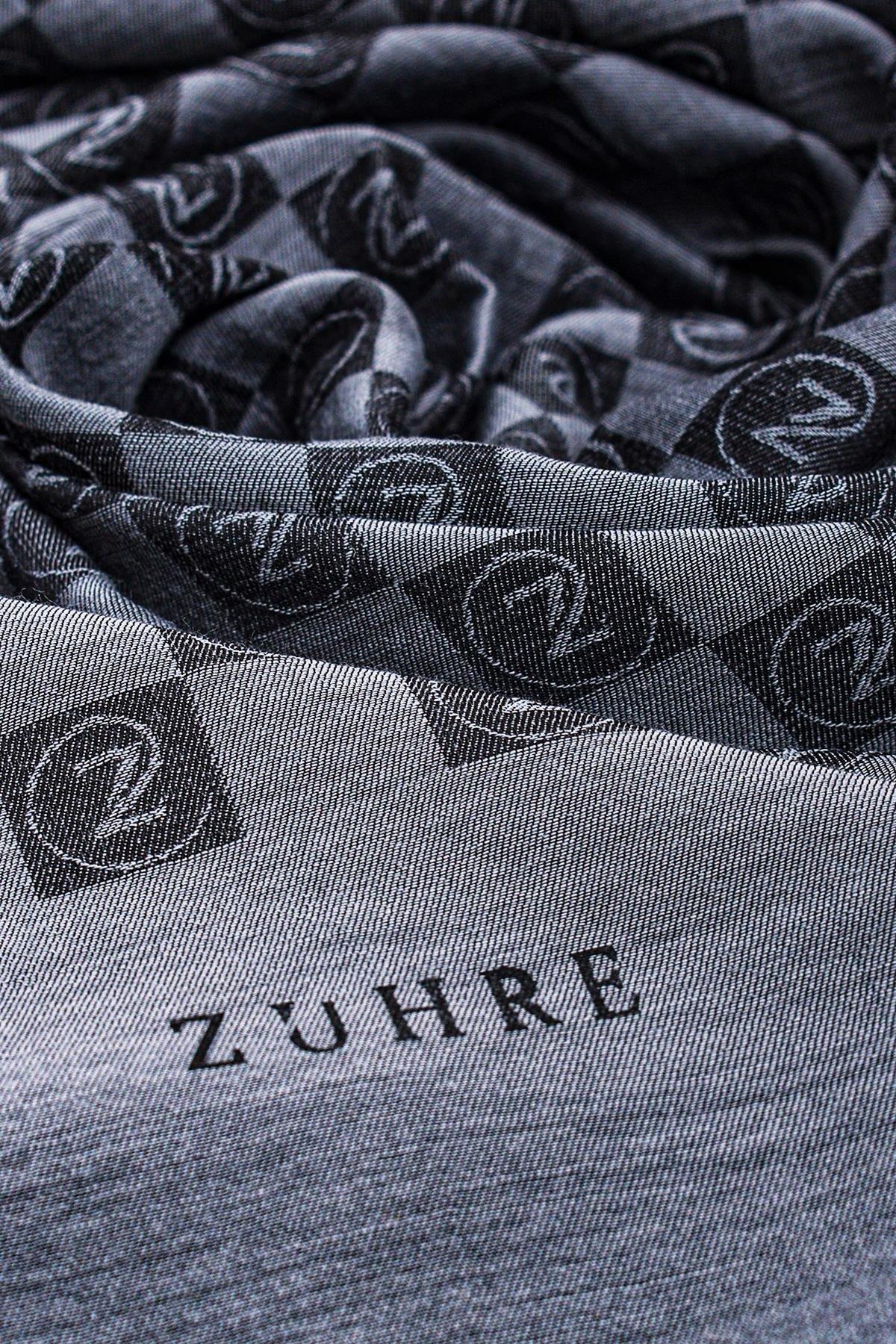 Monogram Desenli Füme Seher Şal 0106