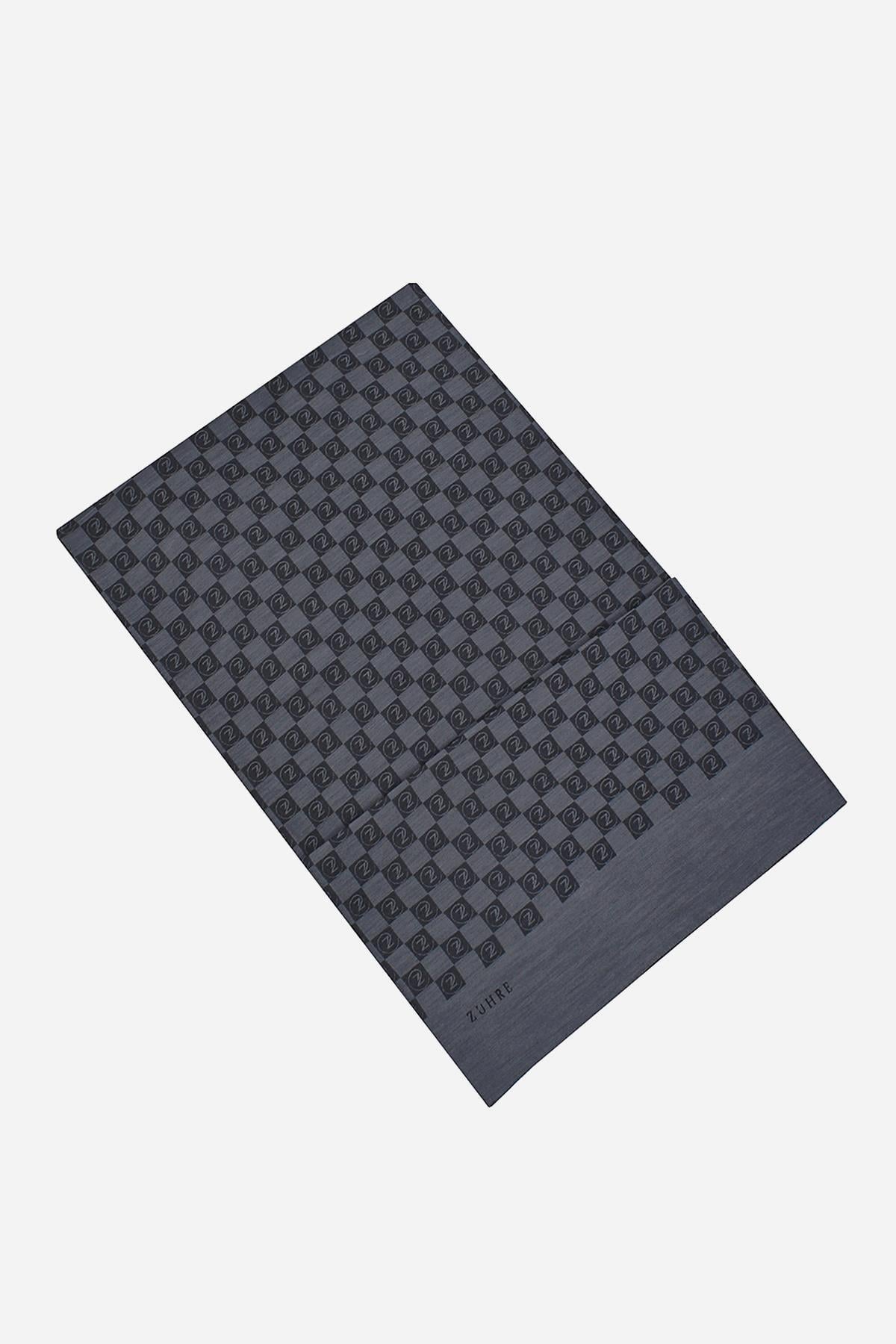 Monogram Desenli Füme Seher Şal 0106