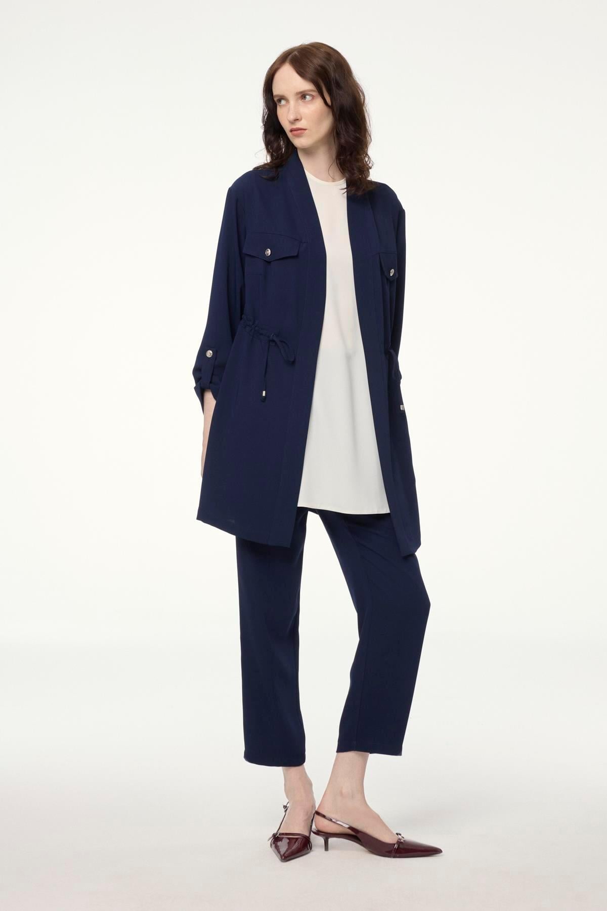 Cep Detaylı Lacivert Üçlü Kombin Takım TK-1212