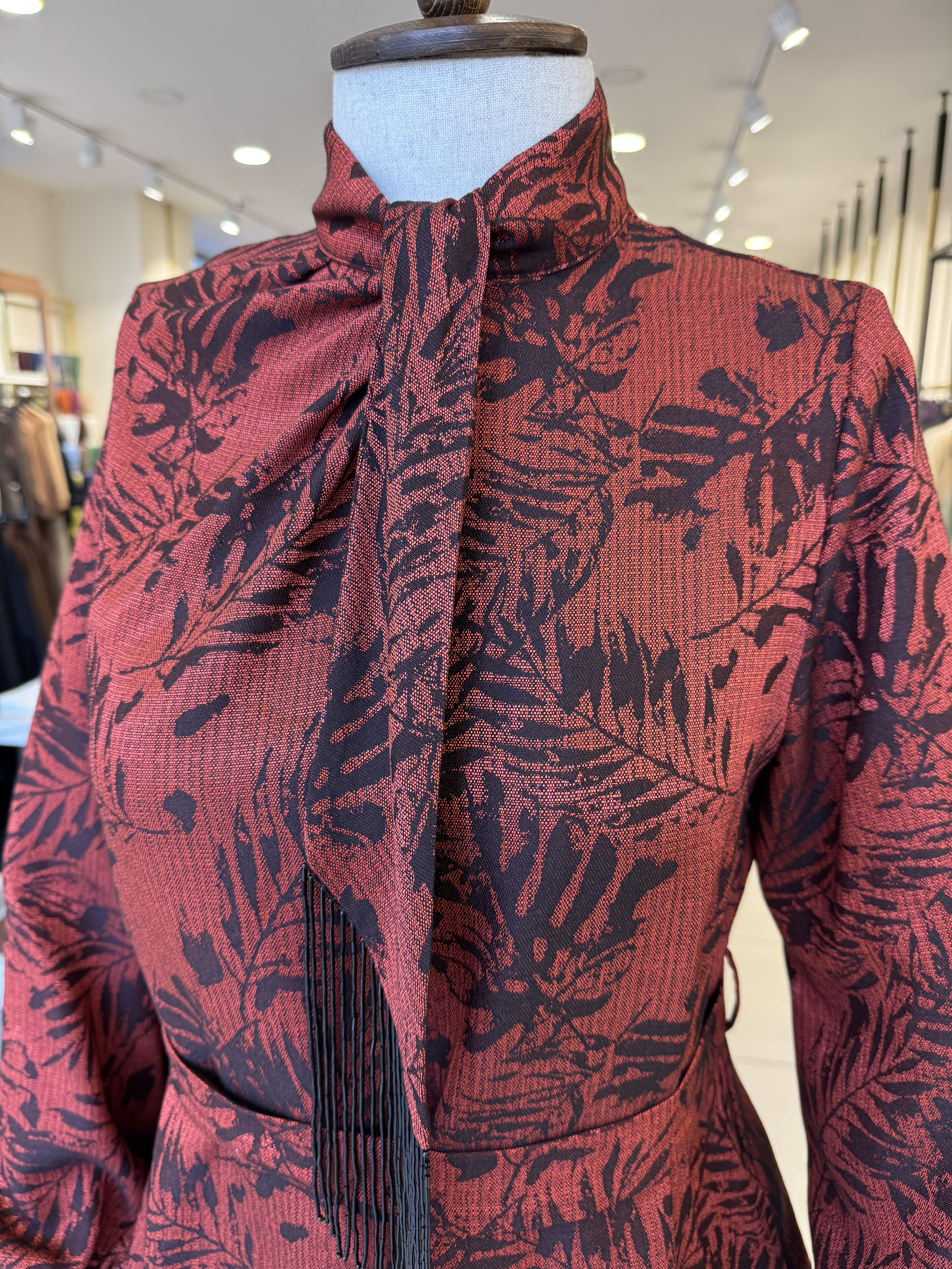 Yaprak Desenli Bordo İkili Takım 1400