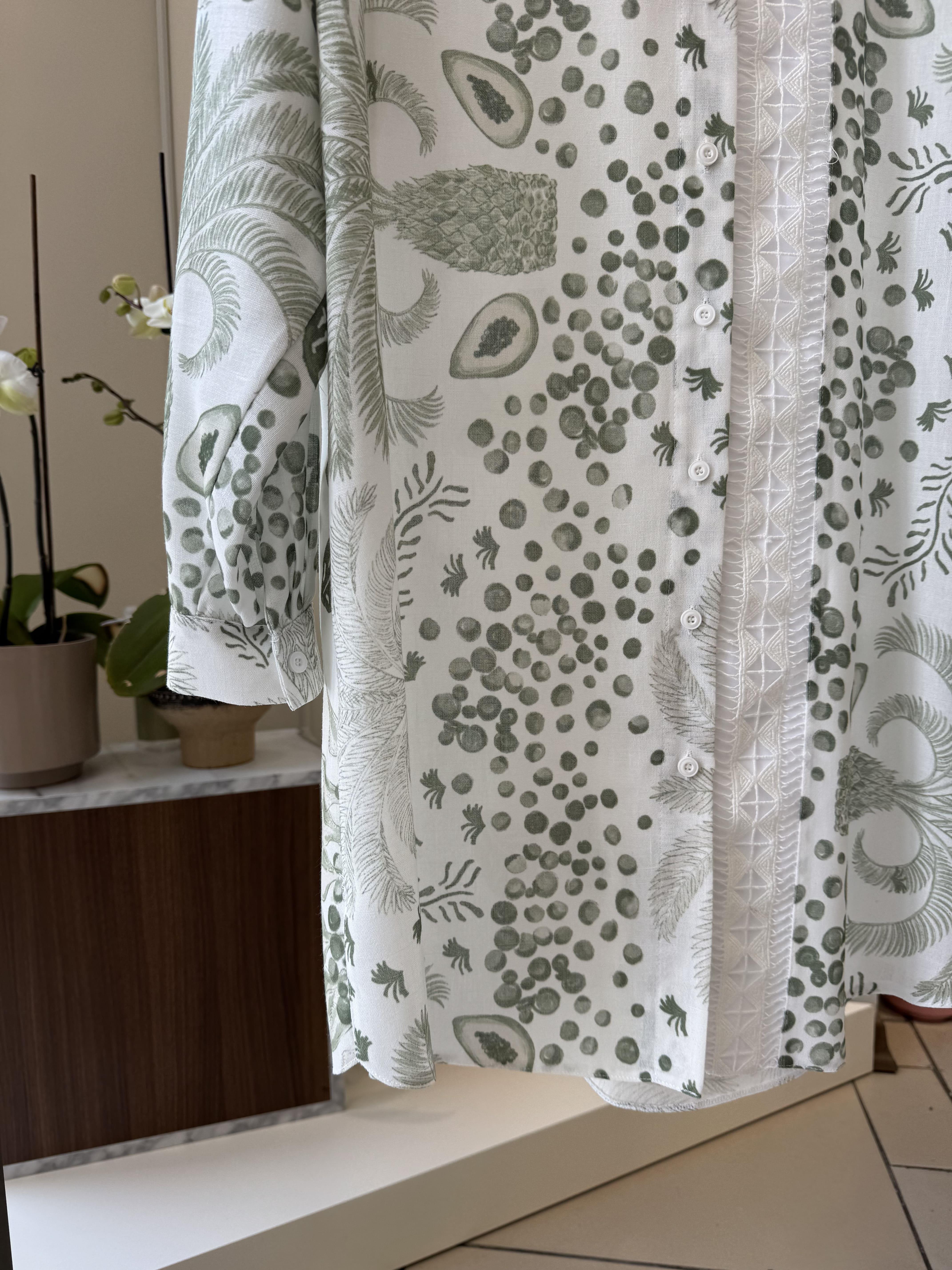 Desenli Şerit Detaylı Yeşil Tunik T-1570