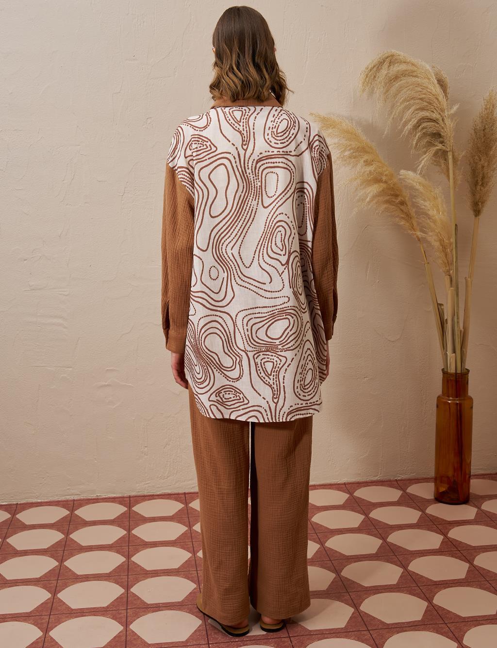 MÜSLİN GARNİLİ BASKILI TUNİK TÜTÜN 21167