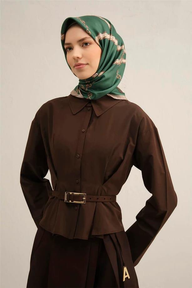ARMİNE DESENLİ SAF İPEK TWİLL EŞARP 9346