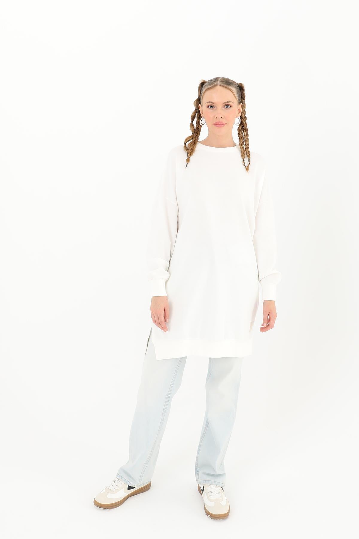 Düz Model Ekru Sweatshirt 30644