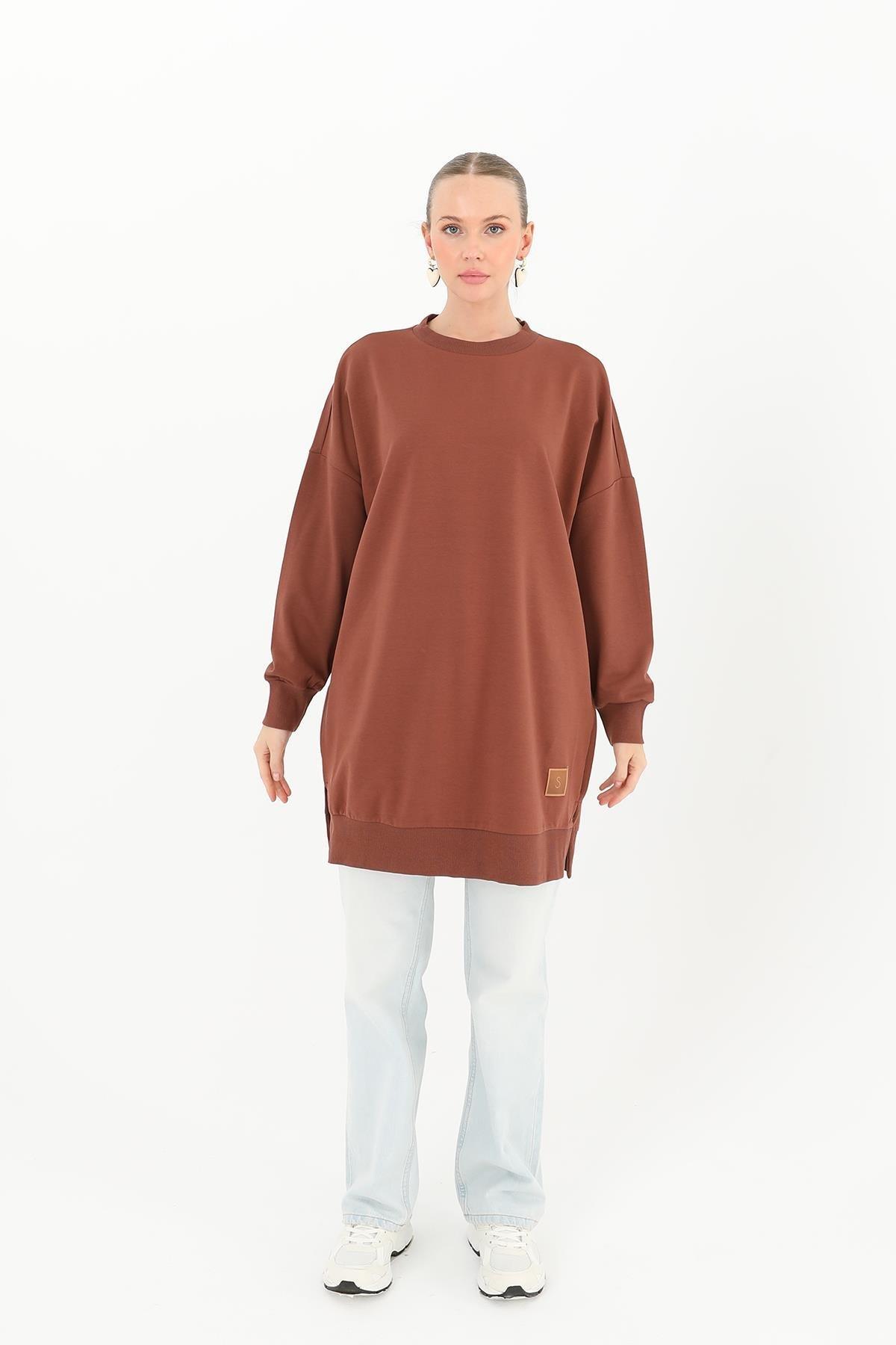 Düz Model Kahve Sweatshirt 30644