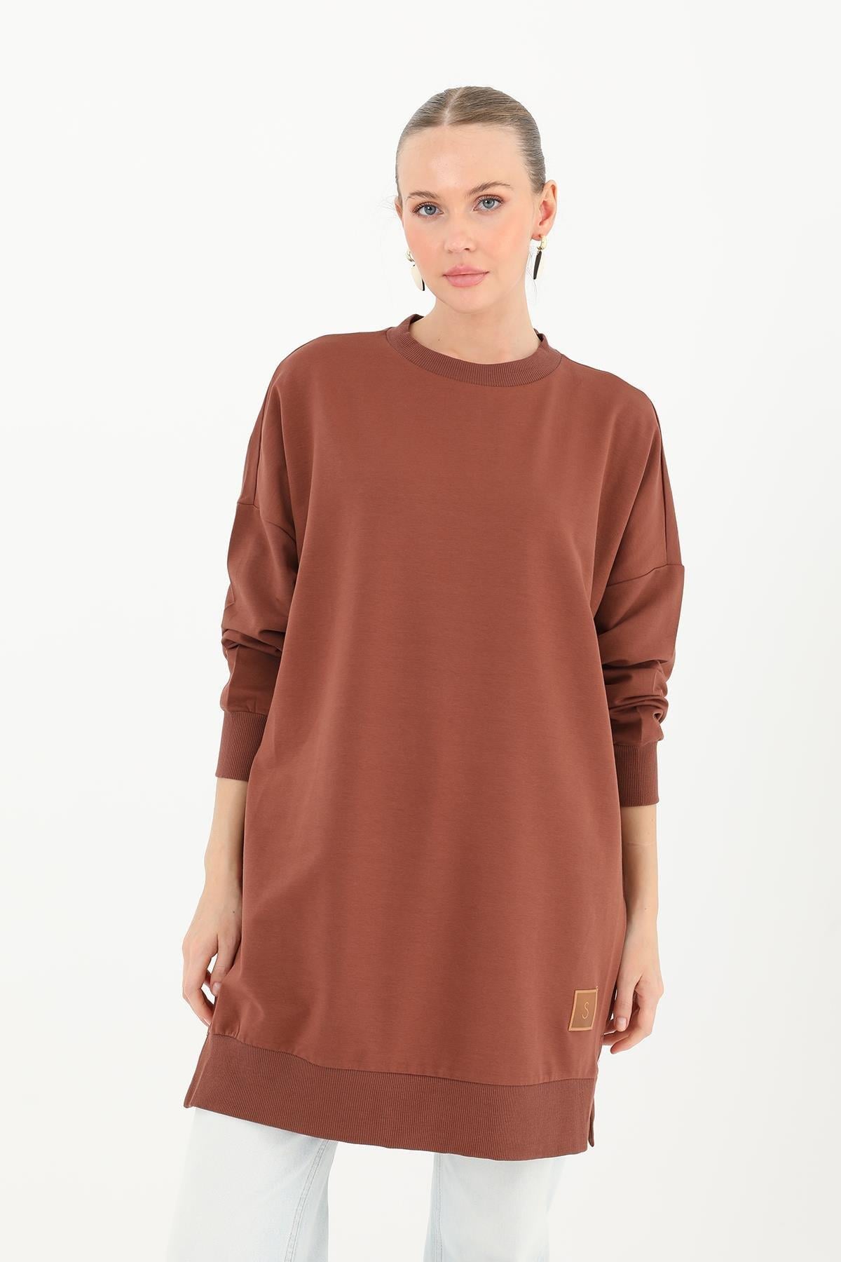 Düz Model Kahve Sweatshirt 30644