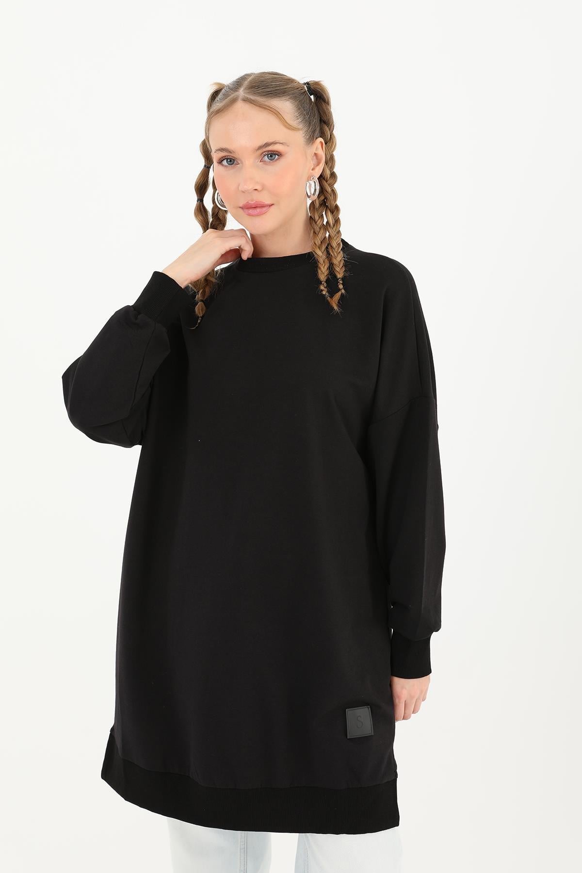 Düz Model Siyah Sweatshirt 30644