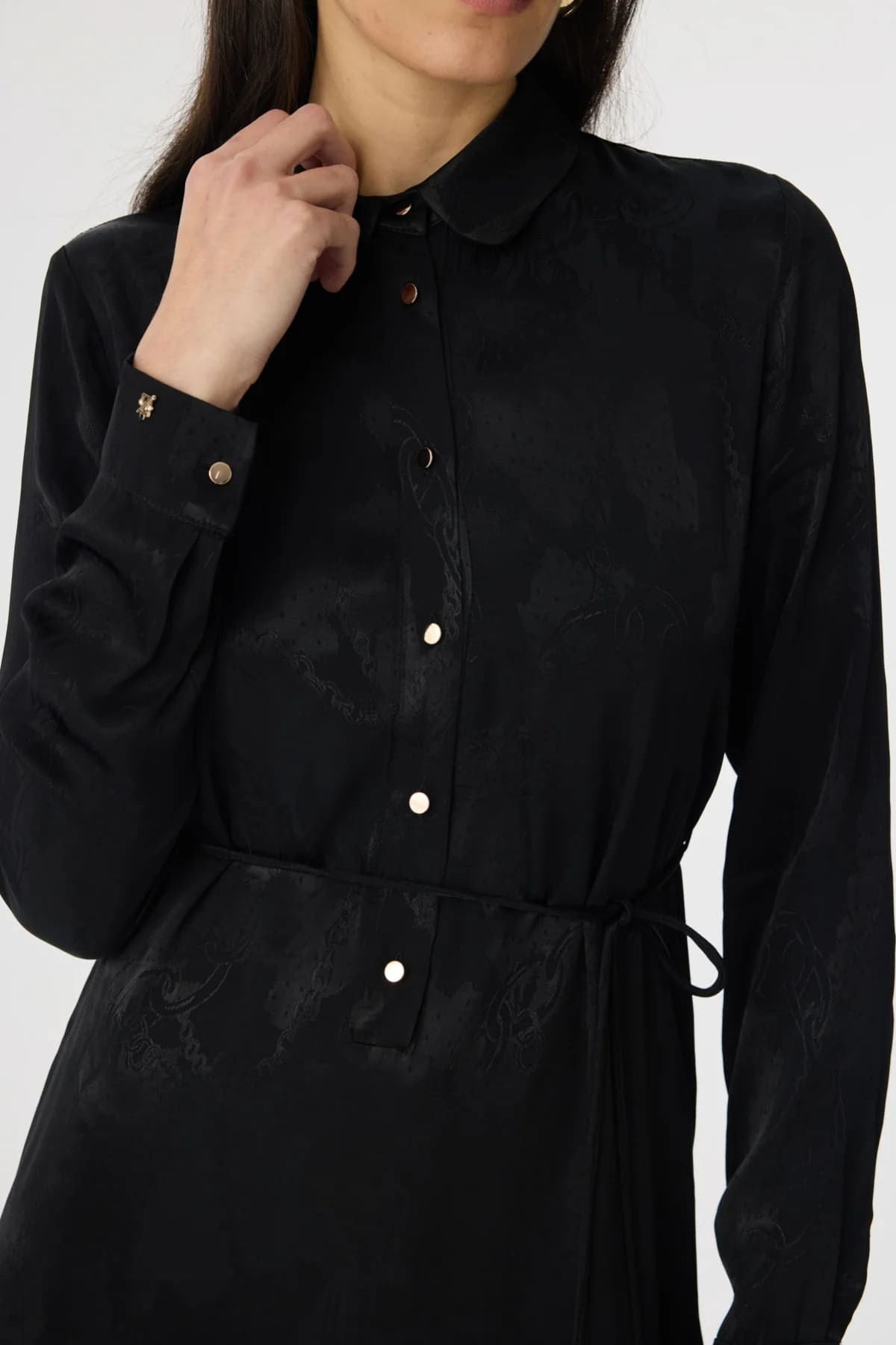 Jakar Desenli Siyah Elbise 0547