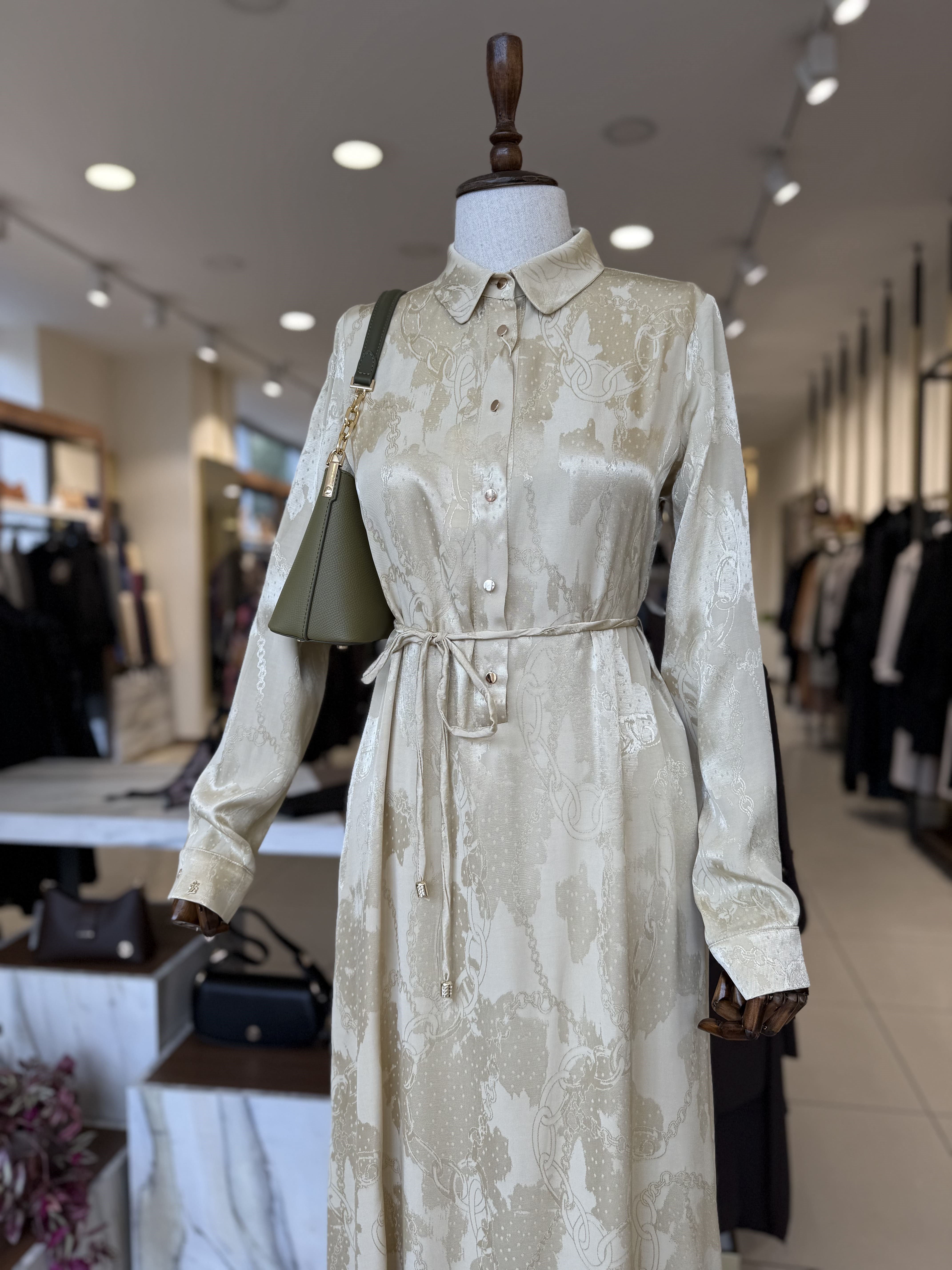 Jakar Desenli Gold Elbise 0547