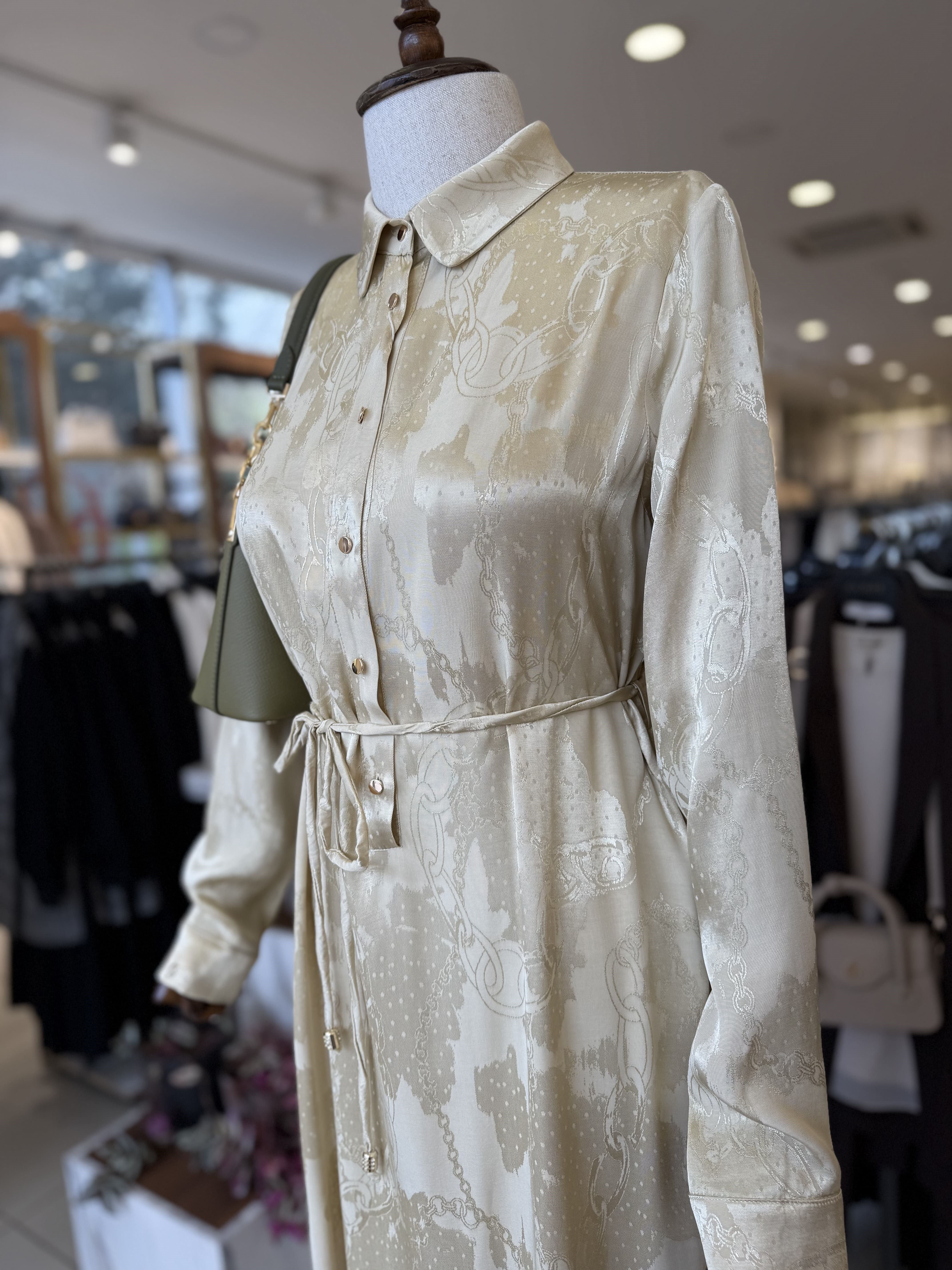 Jakar Desenli Gold Elbise 0547