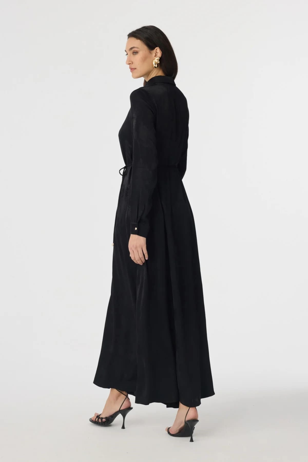 Jakar Desenli Siyah Elbise 0547