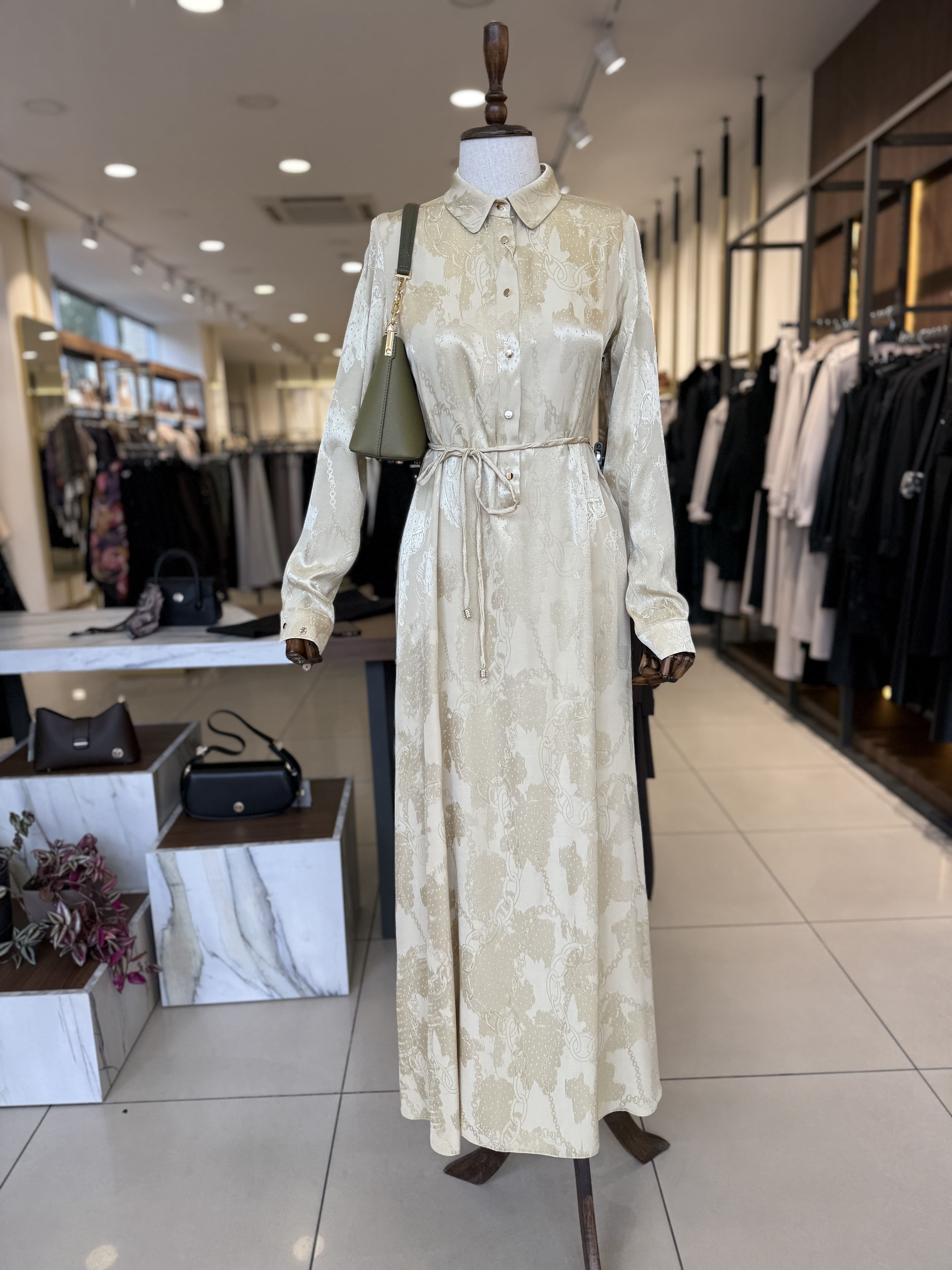 Jakar Desenli Gold Elbise 0547