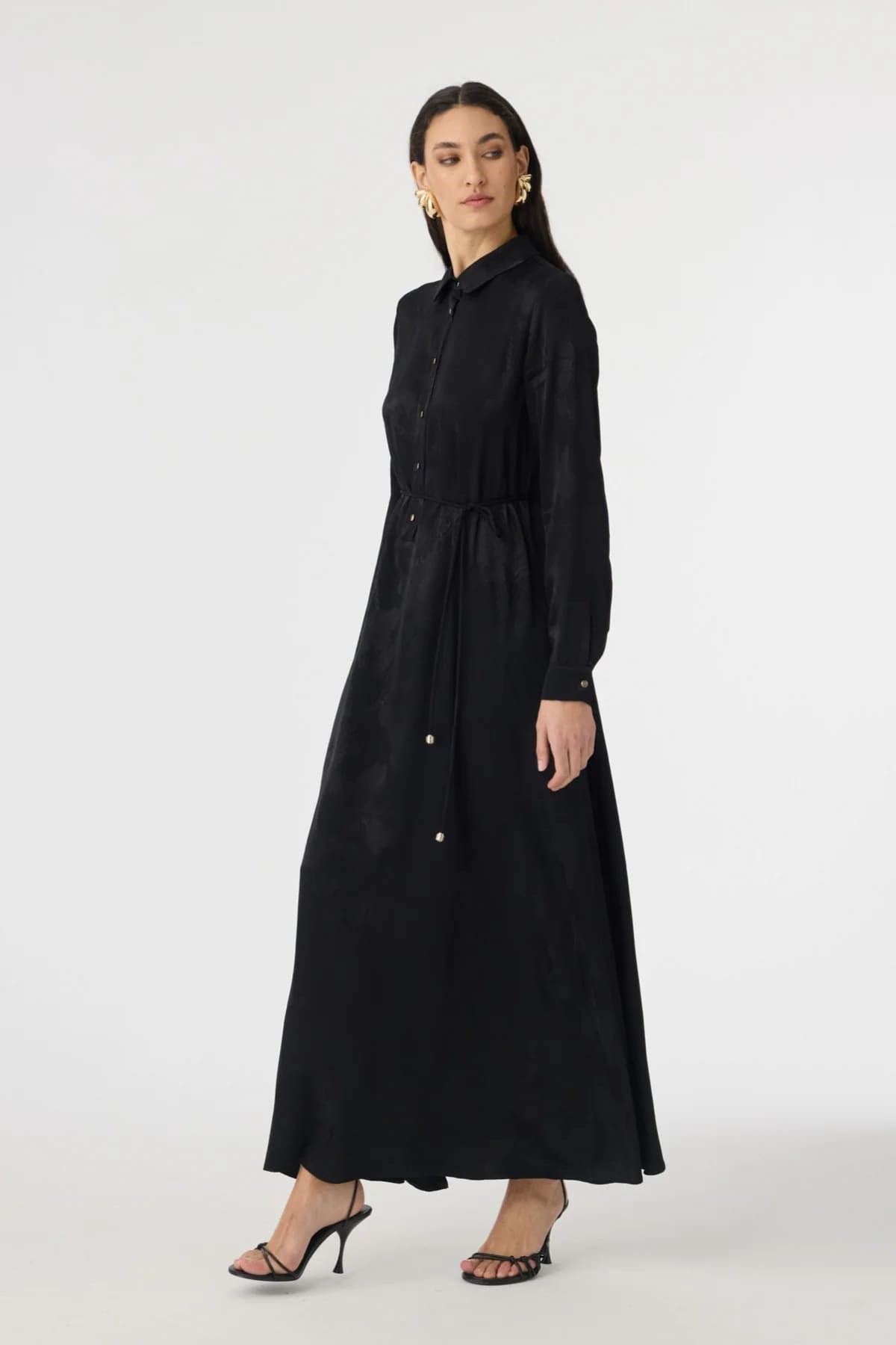 Jakar Desenli Siyah Elbise 0547