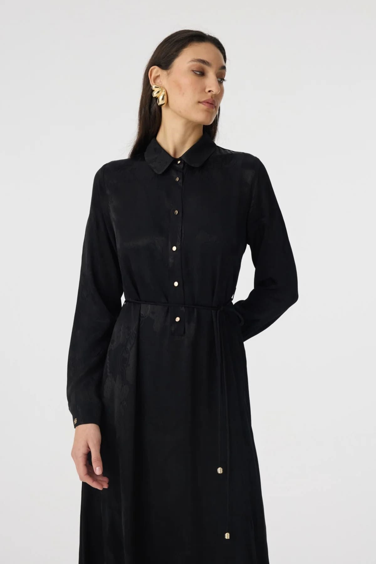 Jakar Desenli Siyah Elbise 0547