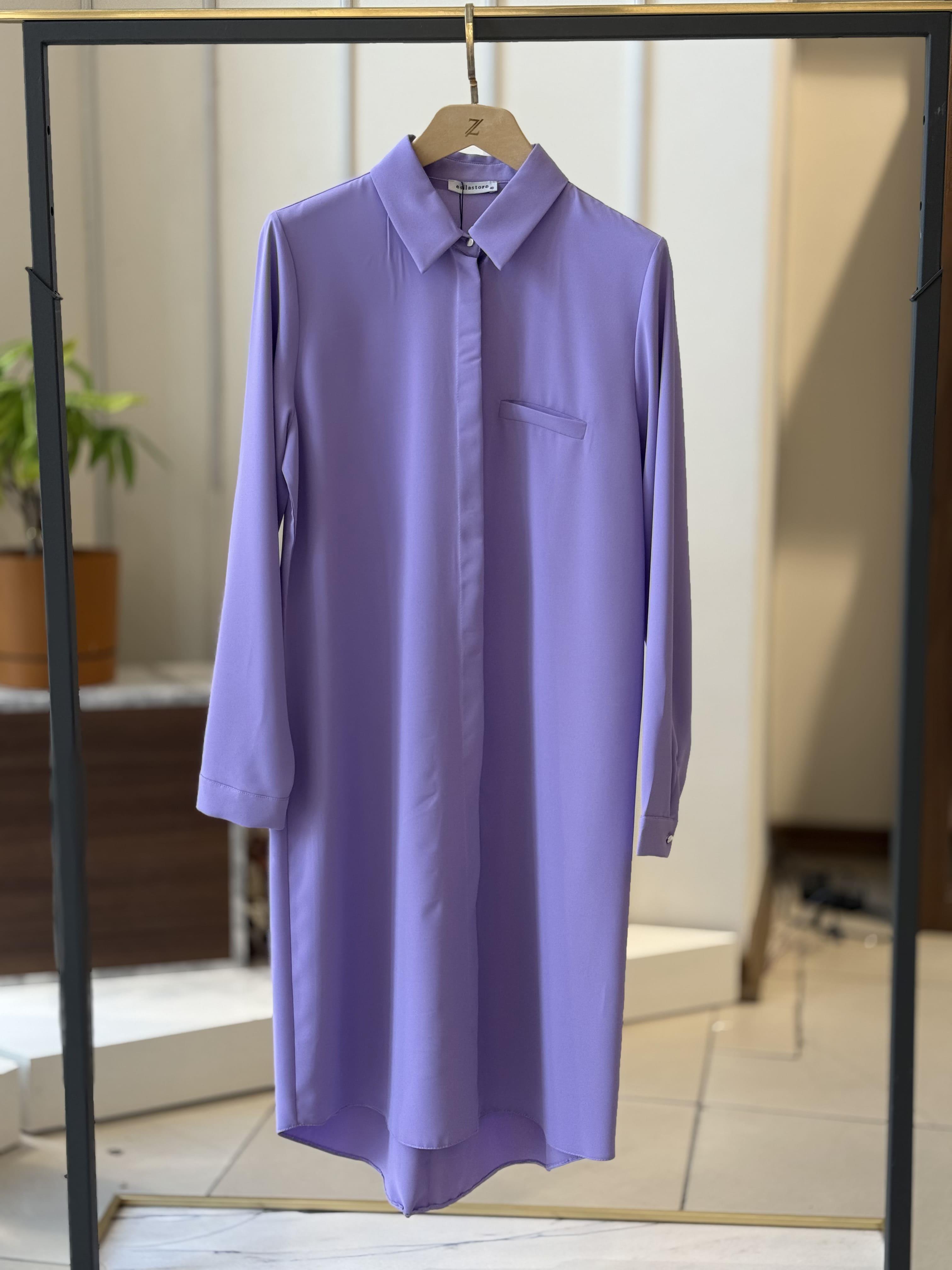 Esilastore Gizli Düğme Detaylı Tunik Lila