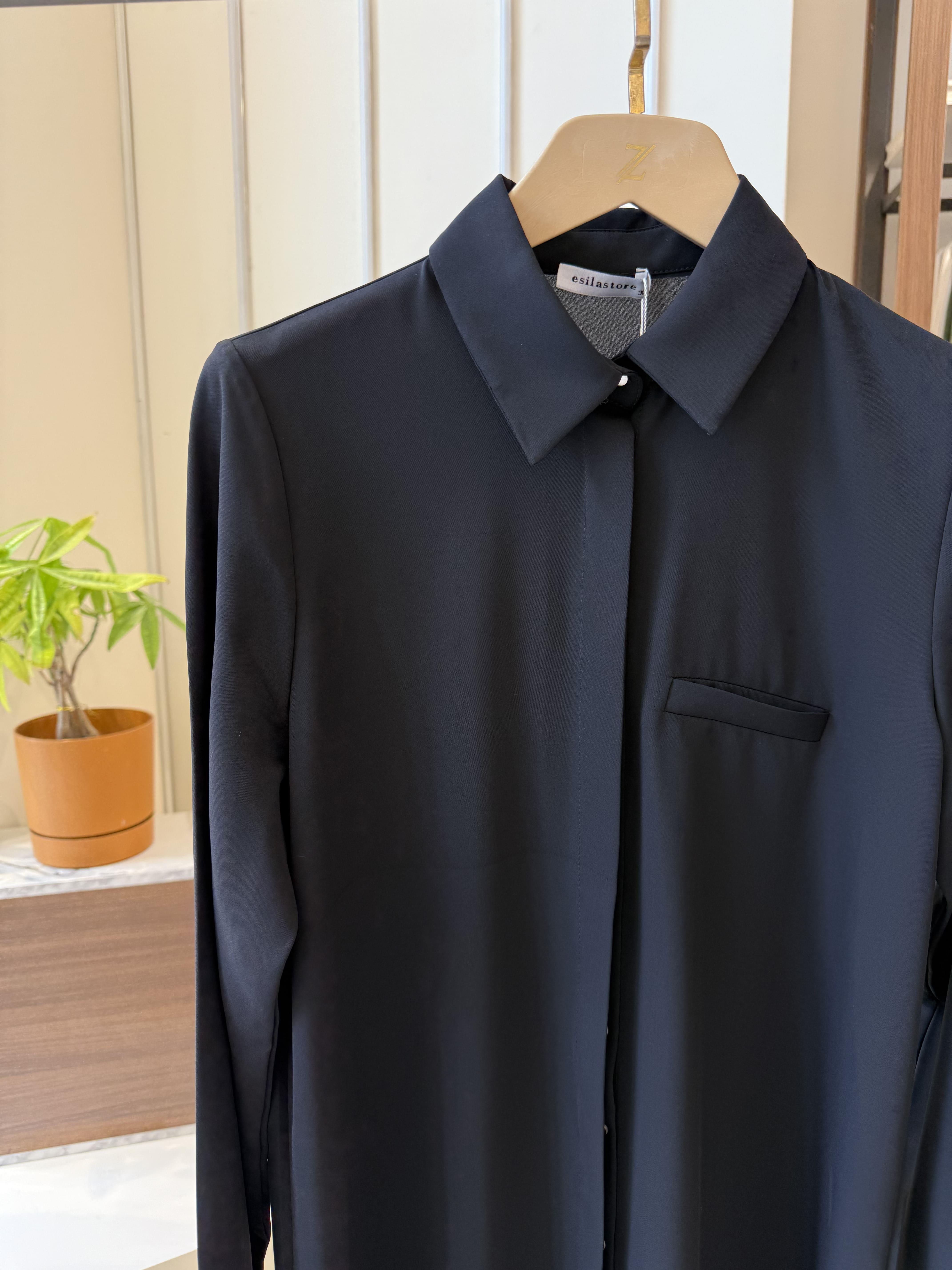 Esilastore Gizli Düğme Detaylı Tunik Siyah