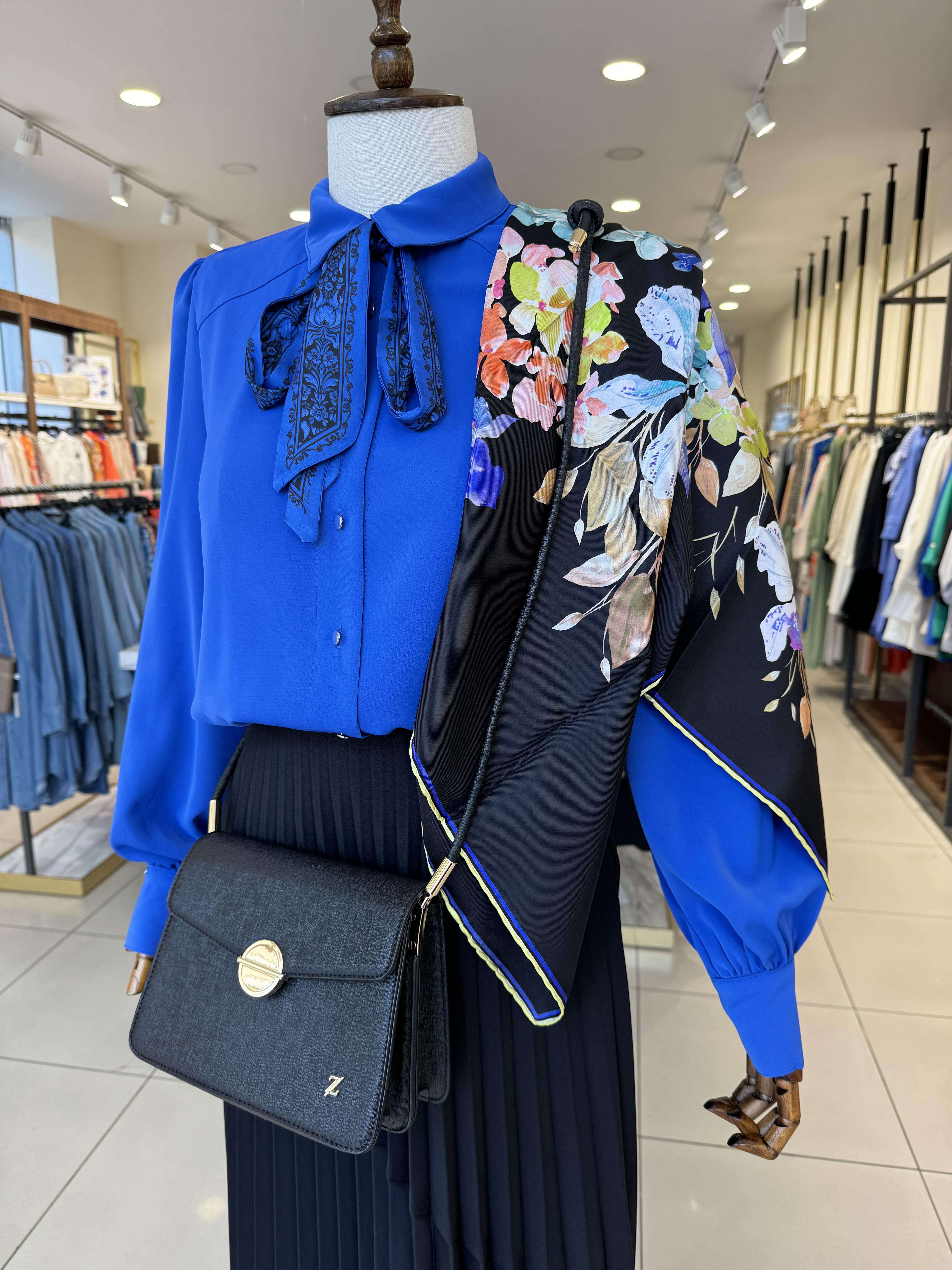 Uzun Kollu Düz Saks Gömlek G-0060