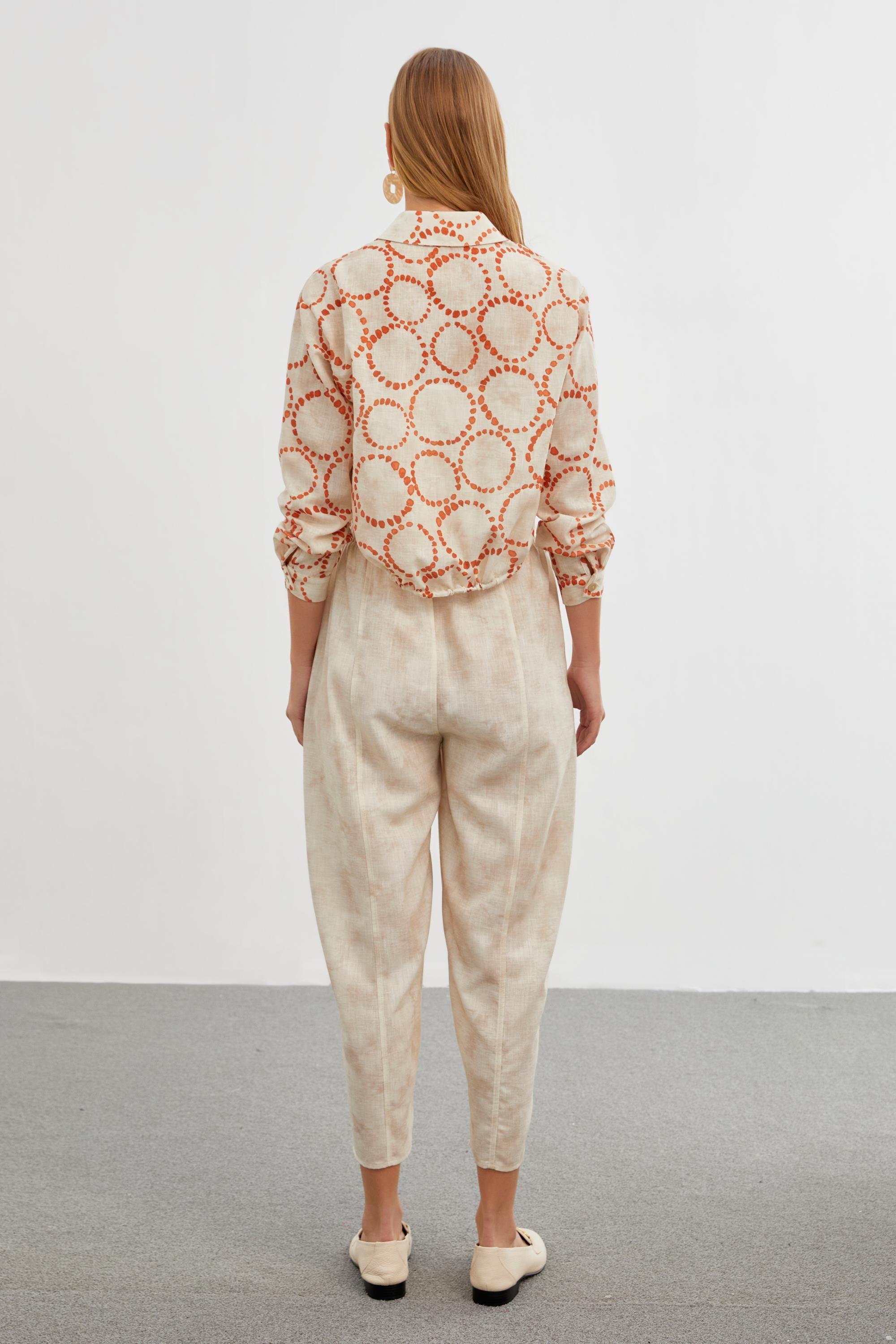 Desenli Cep Detaylı Oranj Gömlek G-0081 