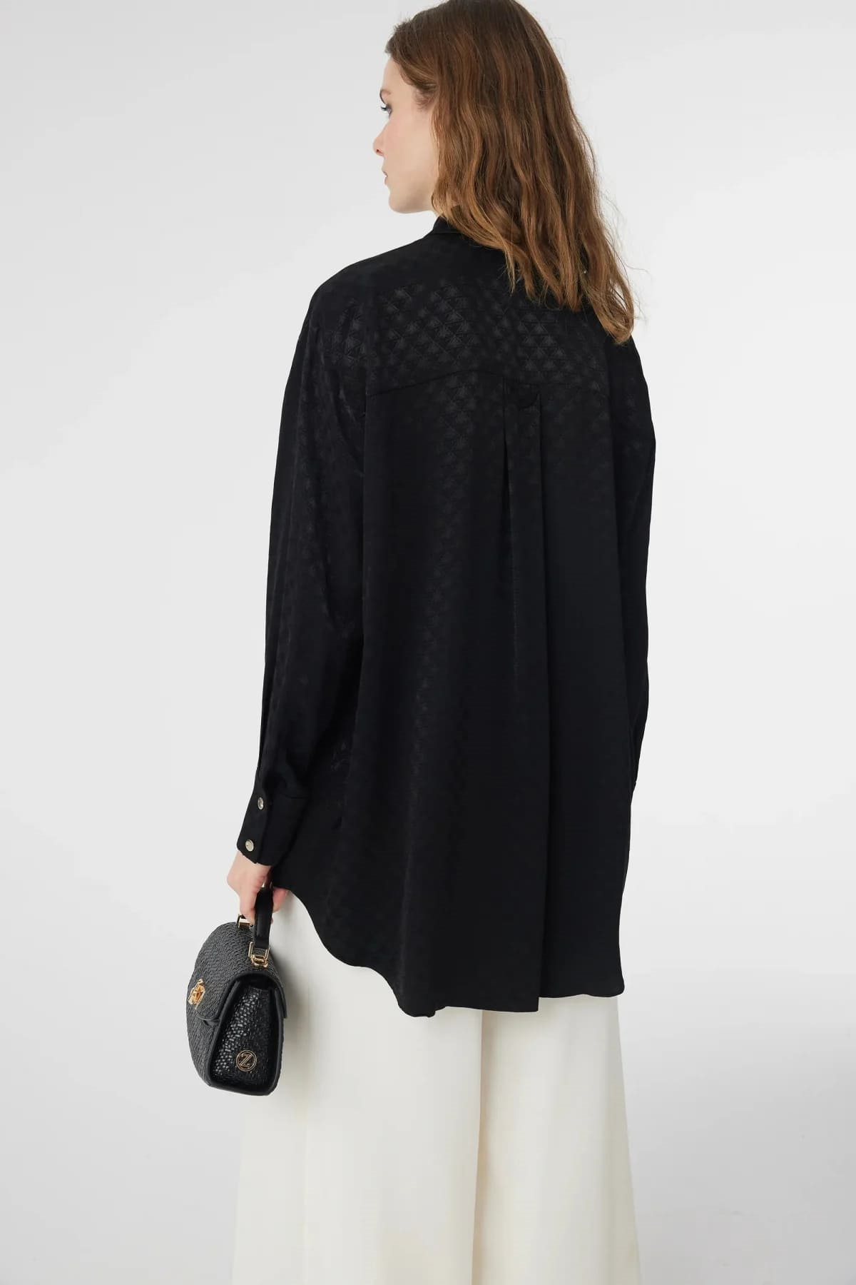 Monogram Desen Siyah Gömlek 0120