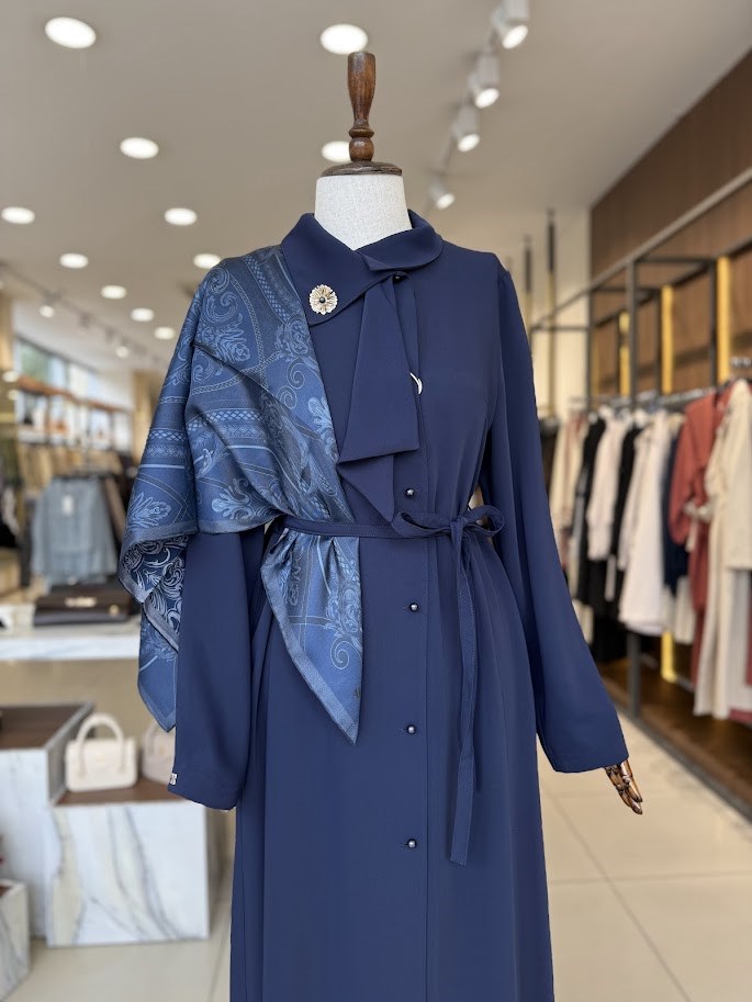 Broş Detaylı Lacivert Giy Çık 0391