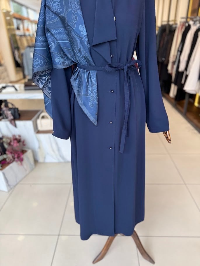 Broş Detaylı Lacivert Giy Çık 0391
